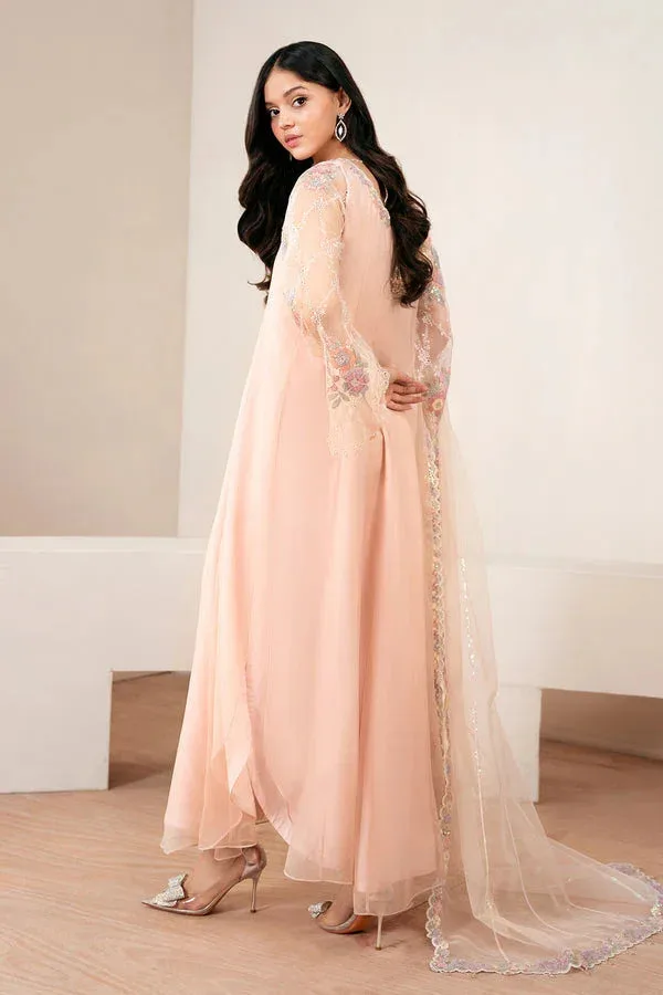 Baroque Luxury Pret 25 Pale Peach Chiffon – view 2 – Poshaq