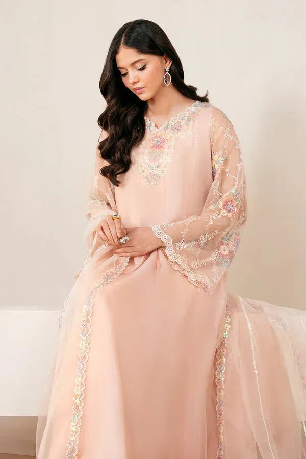 Baroque Luxury Pret 25 Pale Peach Chiffon – view 4 – Poshaq