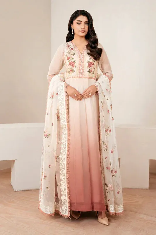 Baroque Luxury Pret 25 Off White Chiffon – view 1 – Poshaq