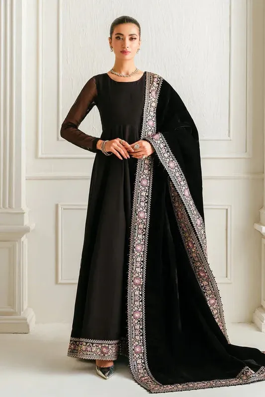 Baroque Luxury Pret 25 Black Chiffon – view 1 – Poshaq