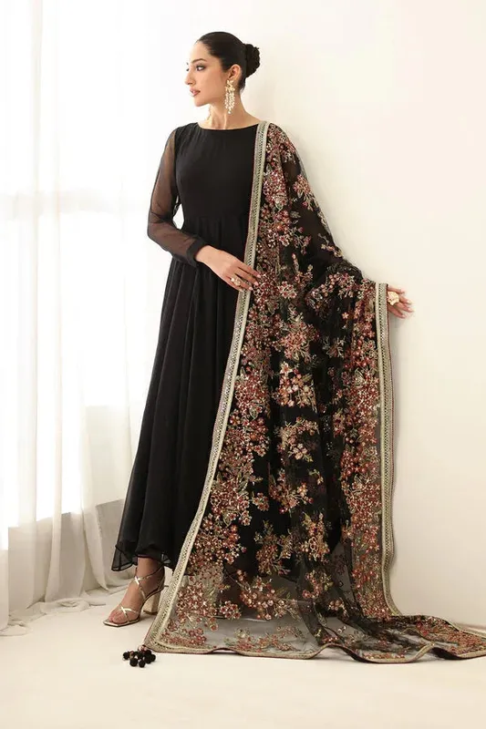 Baroque Luxury Pret 25 Black Chiffon – view 1 – Poshaq