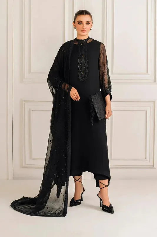 Baroque Luxury Pret 25 Black Chiffon – view 1 – Poshaq