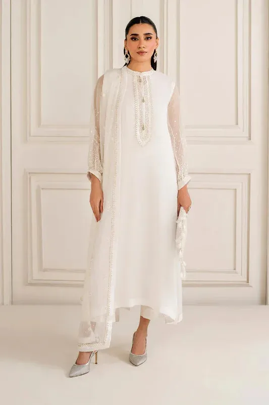 Baroque Luxury Pret 25 Off White Chiffon – view 1 – Poshaq