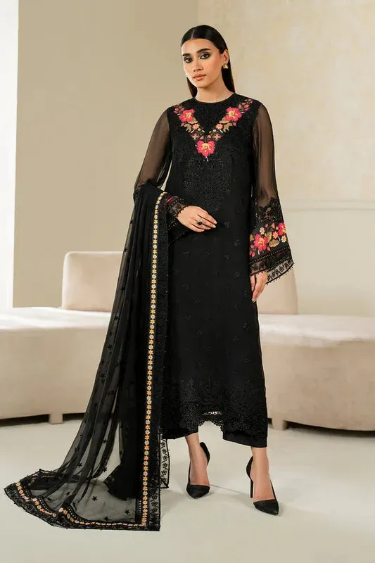 Baroque Luxury Pret 25 Black Chiffon – view 1 – Poshaq