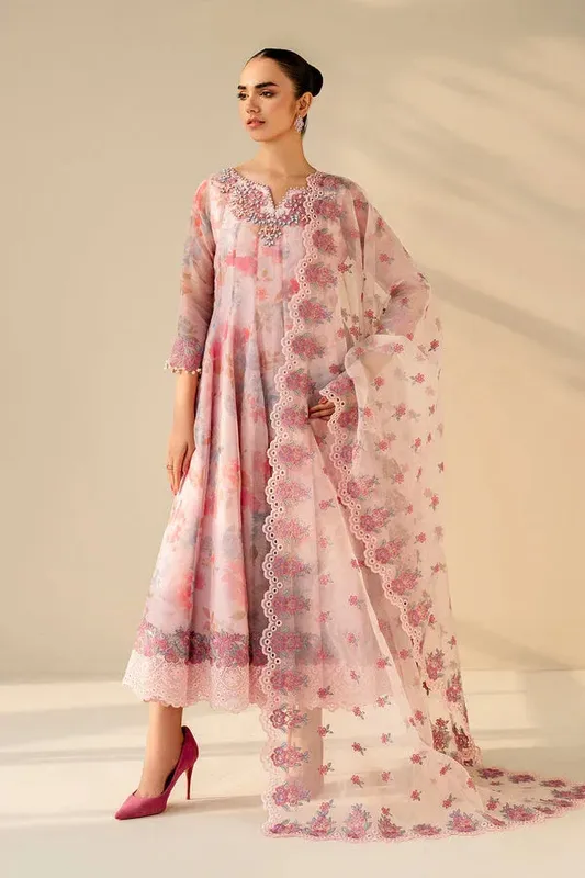 Baroque Luxury Pret 25 Baby Pink Organza – view 1 – Poshaq