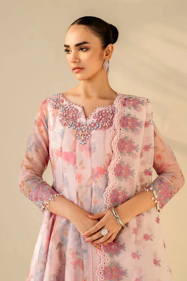 Baroque Luxury Pret 25 Baby Pink Organza – view 3 – Poshaq