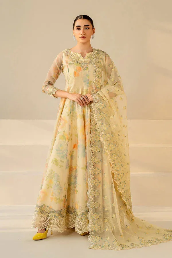 Baroque Luxury Pret 25 Dust Yellow Organza – view 1 – Poshaq