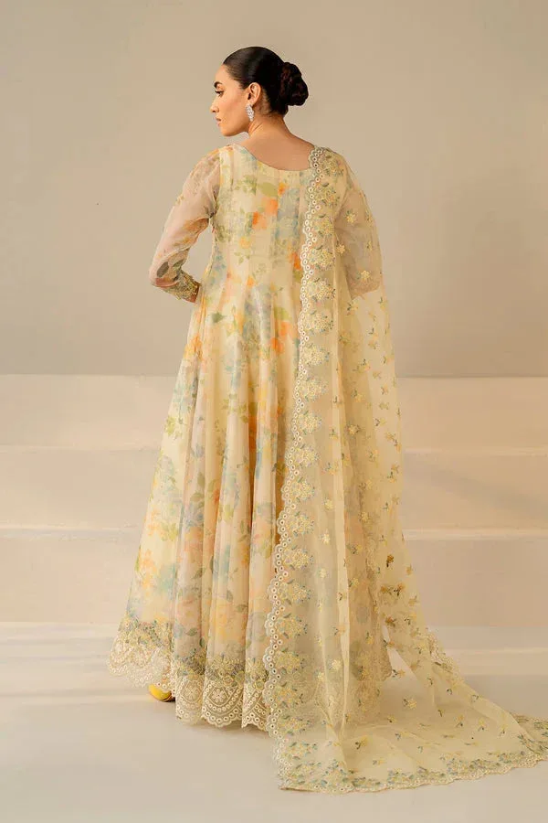 Baroque Luxury Pret 25 Dust Yellow Organza – view 2 – Poshaq