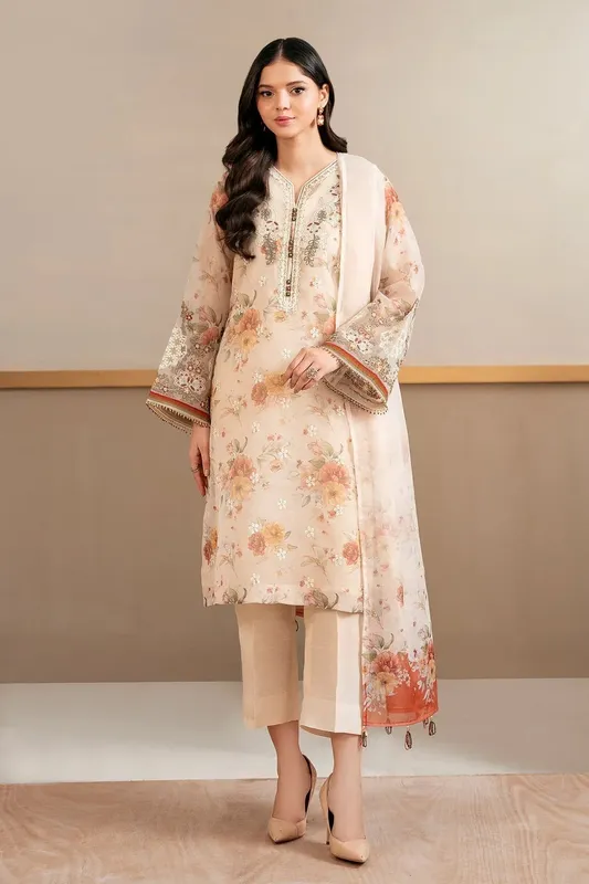 Baroque Formal Collection Beige Organza – view 1 – Poshaq