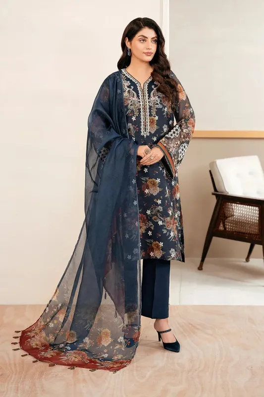 Baroque Formal Collection Deep Blue Organza – view 1 – Poshaq