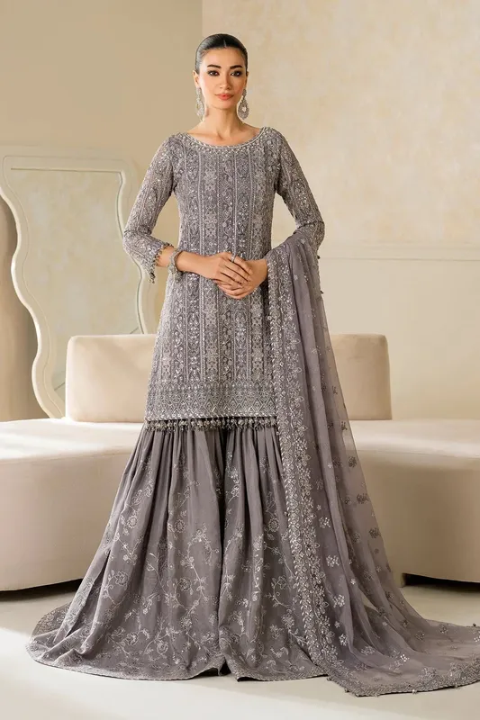 Baroque Formal Collection Grey Organza – view 1 – Poshaq
