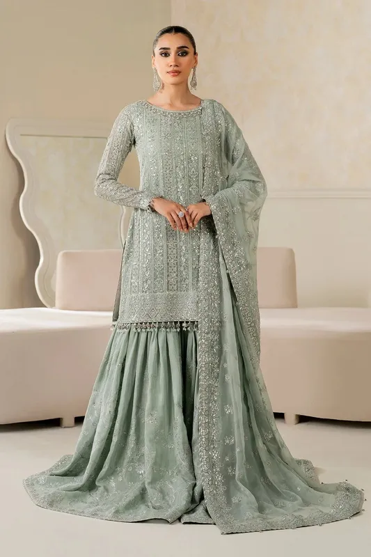 Baroque Formal Collection Spanish Green Organza – view 1 – Poshaq