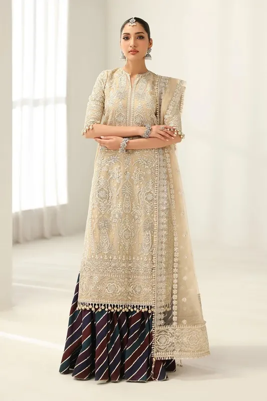 Baroque Formal Collection Beige Organza – view 1 – Poshaq