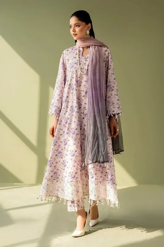 Baroque Eid Printique Lavender Pinocchio Organza – view 1 – Poshaq