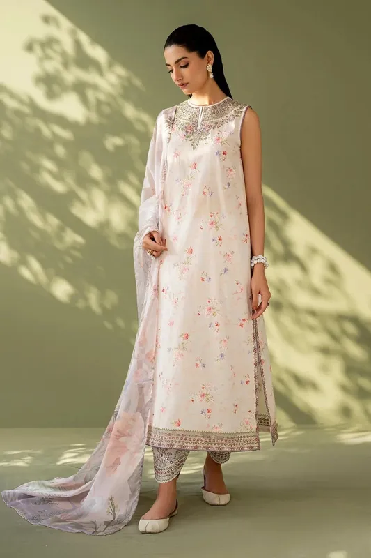 Baroque Eid Printique Light Pink Organza – view 1 – Poshaq