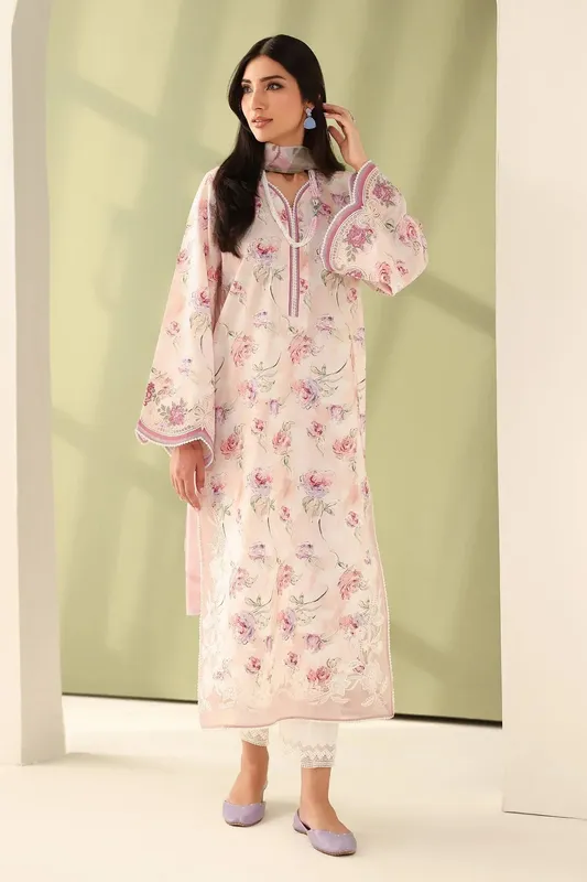 Baroque Eid Printique Light Pink Organza – view 1 – Poshaq