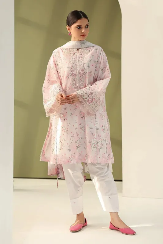 Baroque Eid Printique Light Pink Organza – view 1 – Poshaq