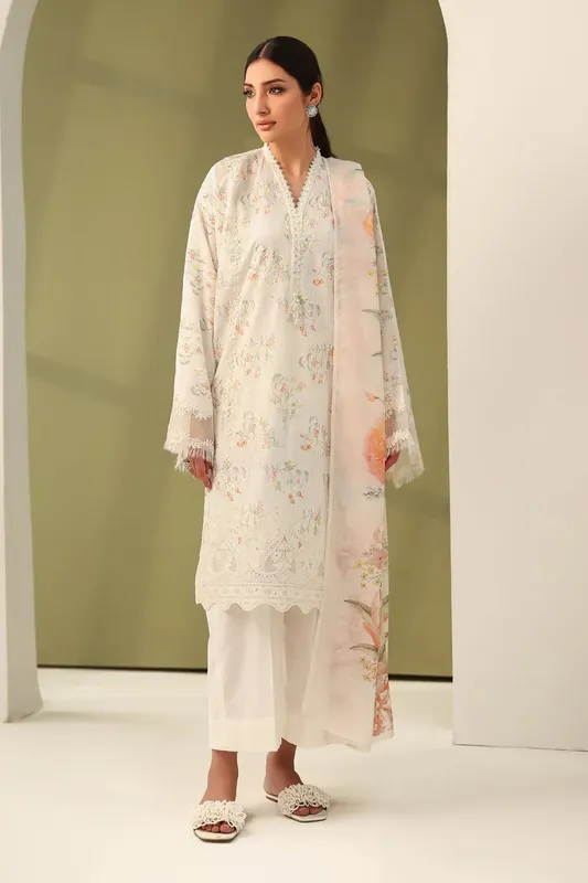 Baroque Eid Printique Off White Organza – view 1 – Poshaq