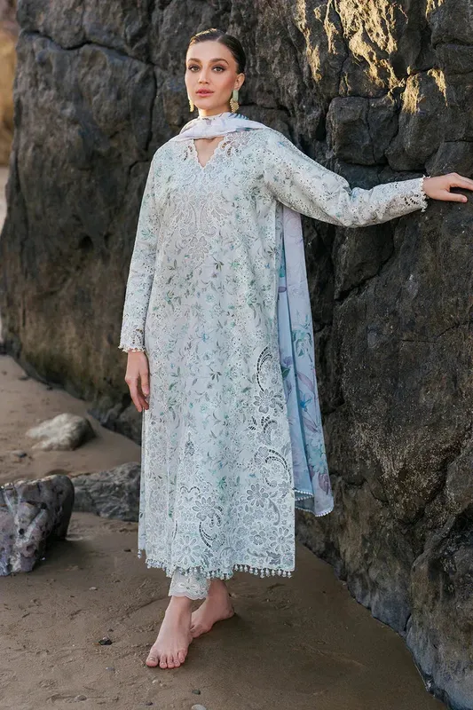 Baroque Luxury Pret 25 Ice Blue Silk – view 1 – Poshaq