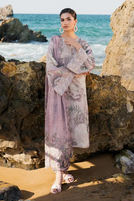 Baroque Luxury Pret 25 Lilac Cotton – view 1 – Poshaq