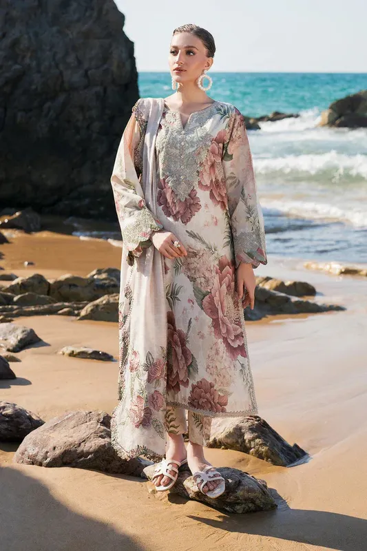 Baroque Luxury Pret 25 Off White Cotton – view 1 – Poshaq