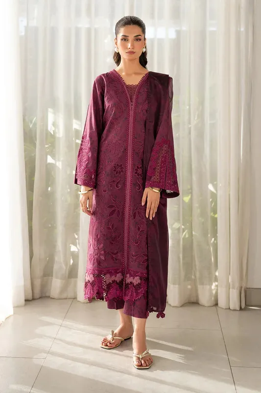 Baroque Luxury Pret 25 Wine Berry Silk – view 1 – Poshaq
