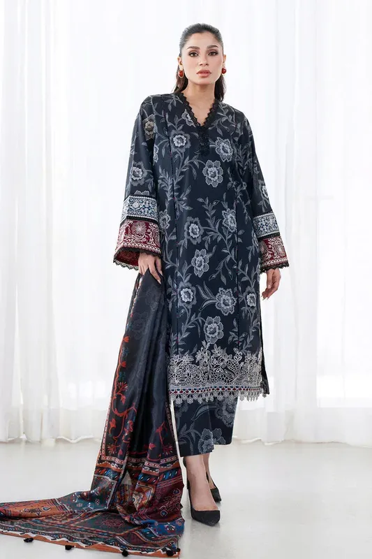 Baroque Luxury Pret 25 Midnight Blue Silk – view 1 – Poshaq