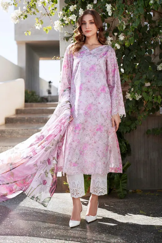 Baroque Luxury Pret 25 Pastel Pink Cotton – view 1 – Poshaq