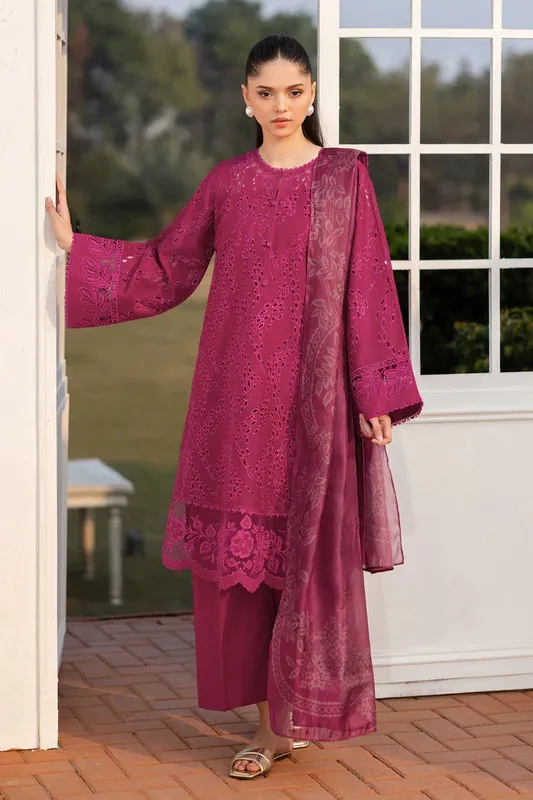 Baroque Luxury Pret 25 Magenta Chiffon – view 1 – Poshaq
