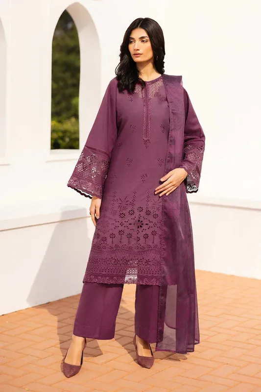 Baroque Luxury Pret 25 Old Mauve Cotton – view 1 – Poshaq