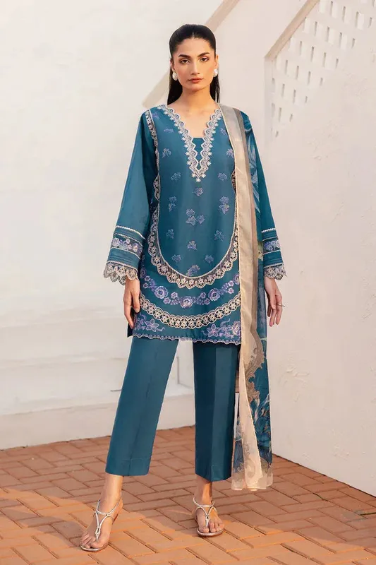 Baroque Luxury Pret 25 Blue Chiffon – view 1 – Poshaq