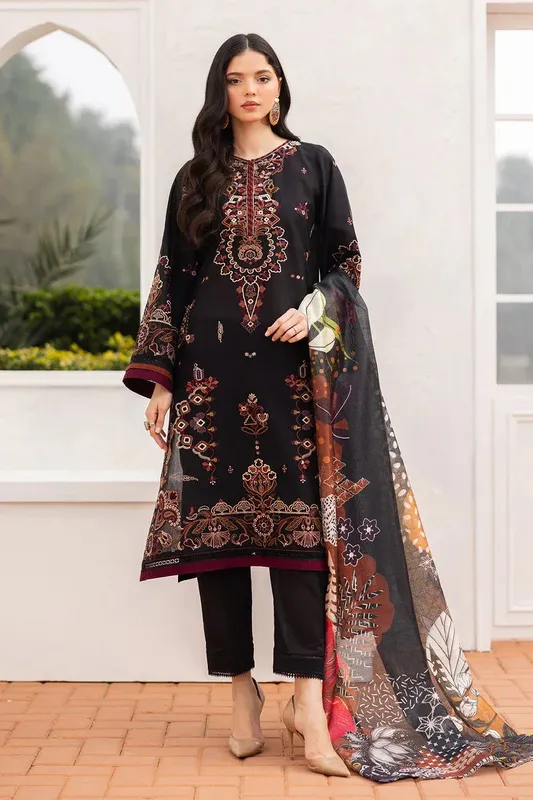 Baroque Luxury Pret 25 Black Organza – view 1 – Poshaq