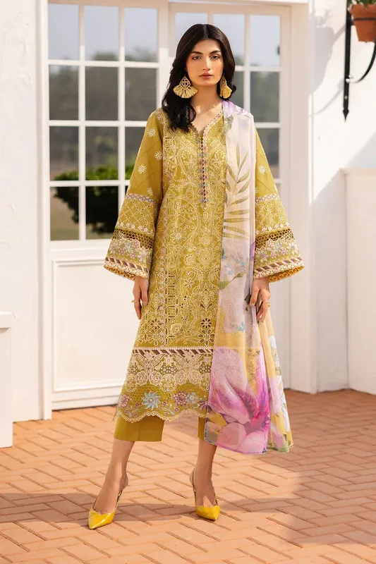 Baroque Luxury Pret 25 Mustard Organza – view 1 – Poshaq