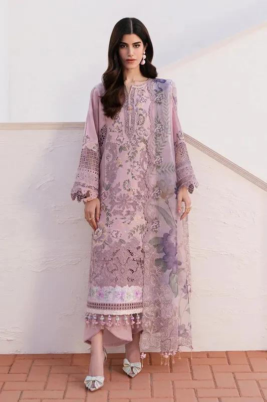 Baroque Eid Lawn 25 Lilac Jacquard – view 1 – Poshaq