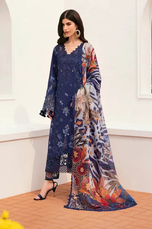 Baroque Eid Lawn 25 Navy Blue Jacquard – view 1 – Poshaq