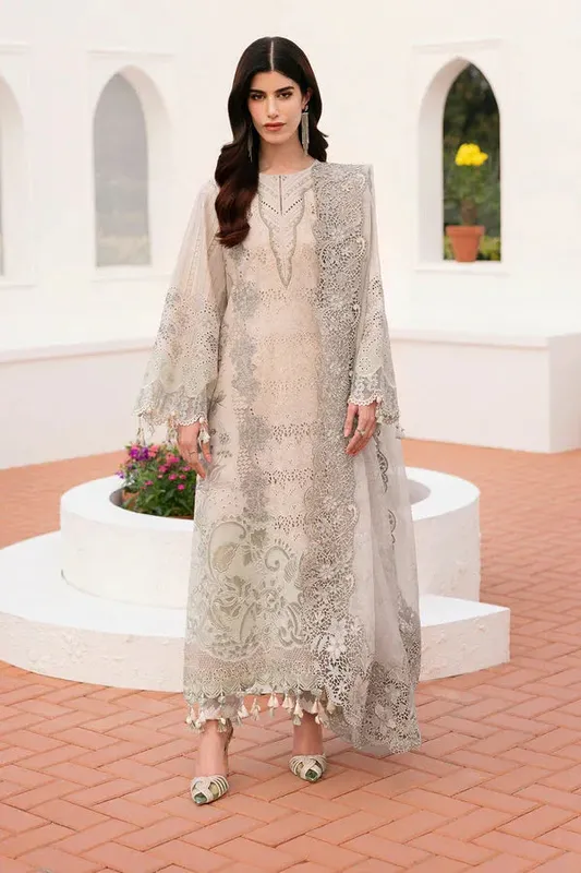 Baroque Eid Lawn 25 Off White Jacquard – view 1 – Poshaq