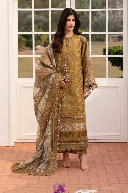 Baroque Eid Lawn 25 Brown Jacquard – view 1 – Poshaq