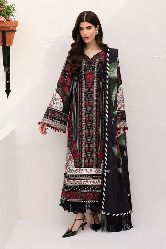 Baroque Eid Lawn 25 Black Jacquard – view 1 – Poshaq