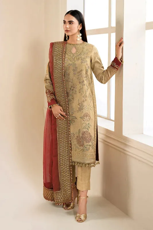 Baroque Formal Collection Beige Raw Silk – view 1 – Poshaq