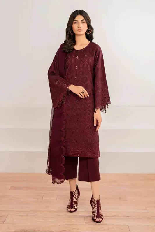 Baroque Formal Collection Maroon Organza – view 1 – Poshaq