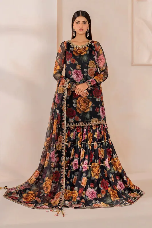 Baroque Formal Collection Black Organza – view 1 – Poshaq
