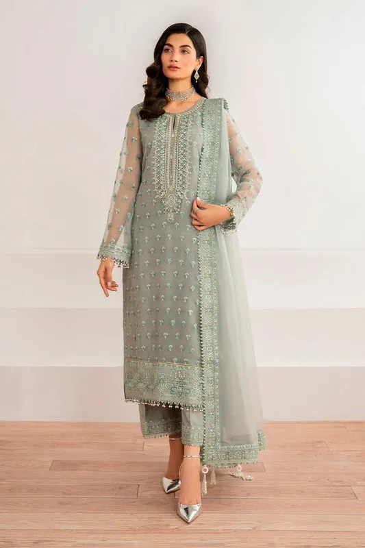 Baroque Formal Collection Grey Organza – view 1 – Poshaq