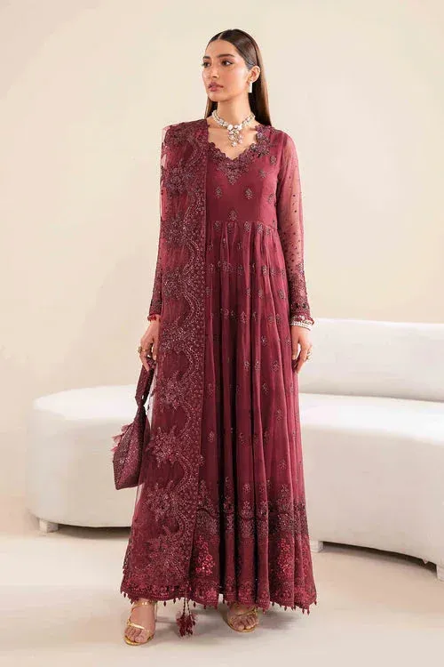 Baroque Velvet Formals Dark Maroon Organza – view 1 – Poshaq