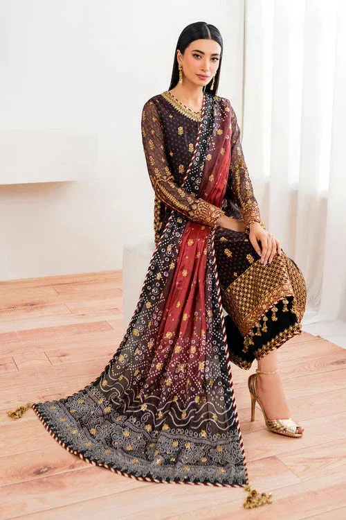 Baroque Velvet Formals Dark Blue Chiffon – view 4 – Poshaq