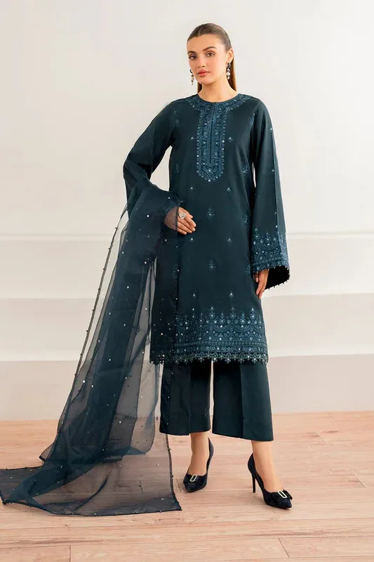 Baroque Velvet Formals Dark Teal Blue Raw Silk – view 1 – Poshaq