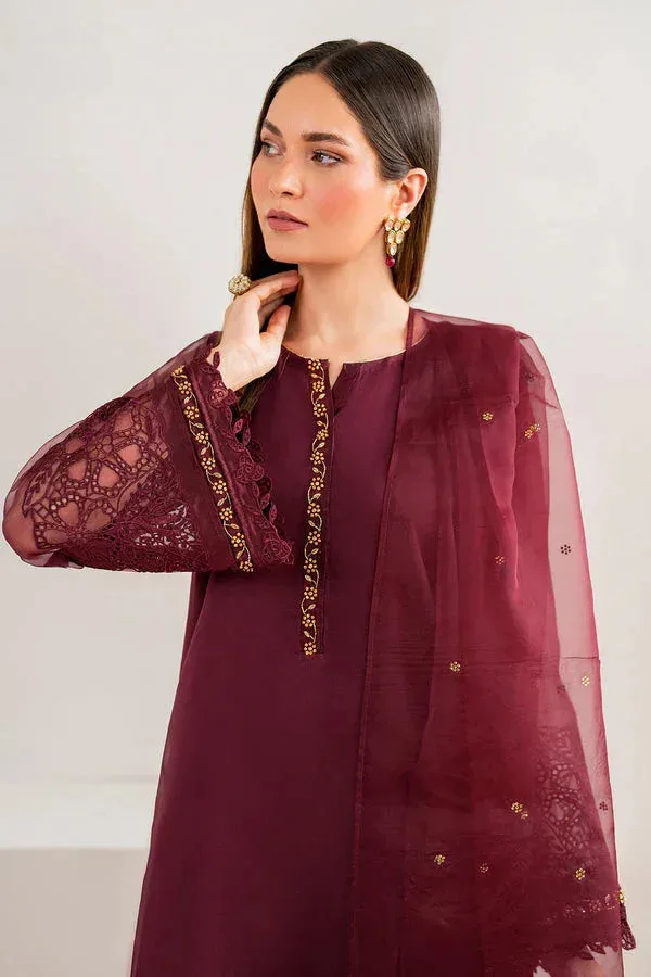 Baroque Luxury Pret 24 Maroon Chiffon – view 3 – Poshaq