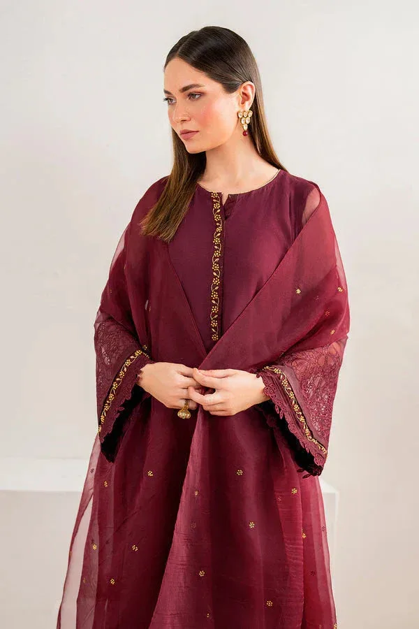 Baroque Luxury Pret 24 Maroon Chiffon – view 5 – Poshaq