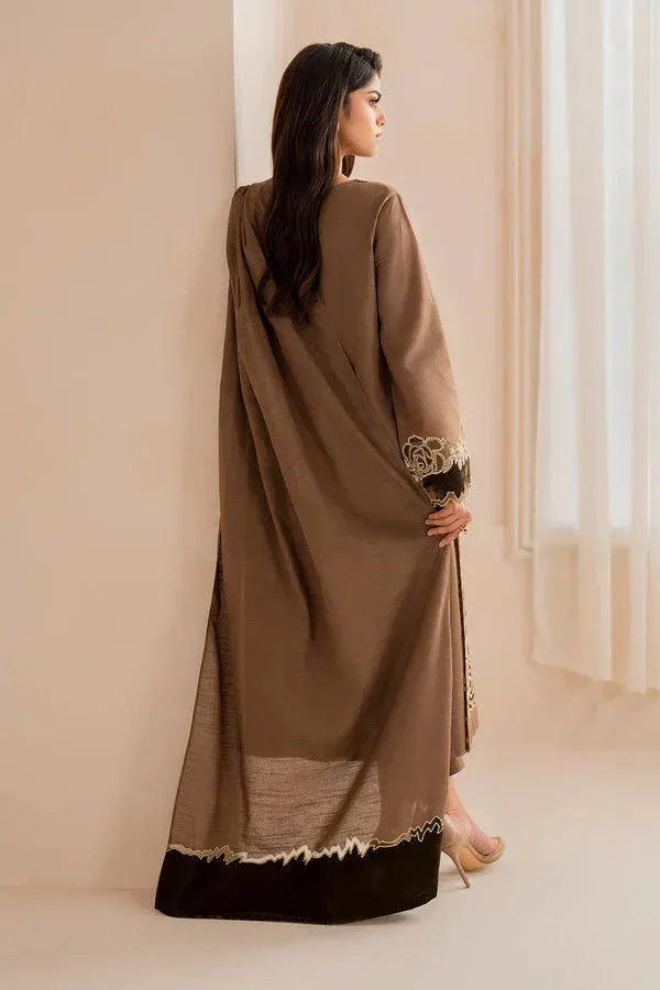 Baroque Luxury Pret 24 Brown Khaddar – view 5 – Poshaq