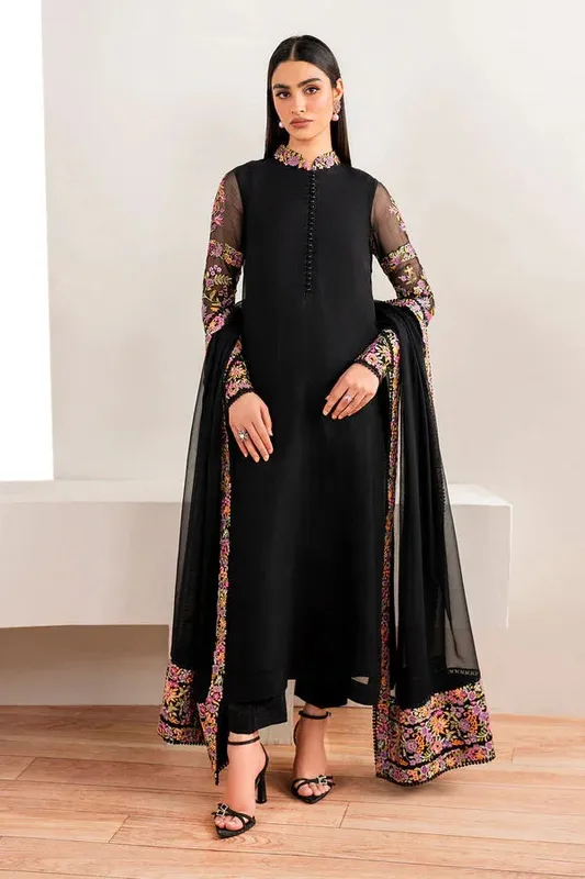 Baroque Luxury Pret 24 Black Chiffon – view 1 – Poshaq