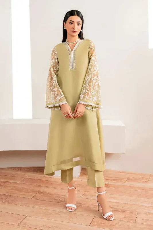 Baroque Luxury Pret 24 Dust Yellow Chiffon – view 1 – Poshaq
